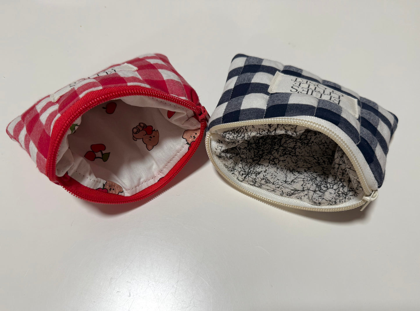 Puffy Check Zipper Pouch