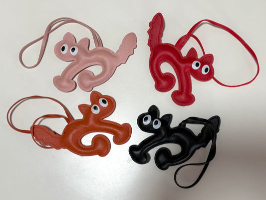 Vegan leather cat bag charm