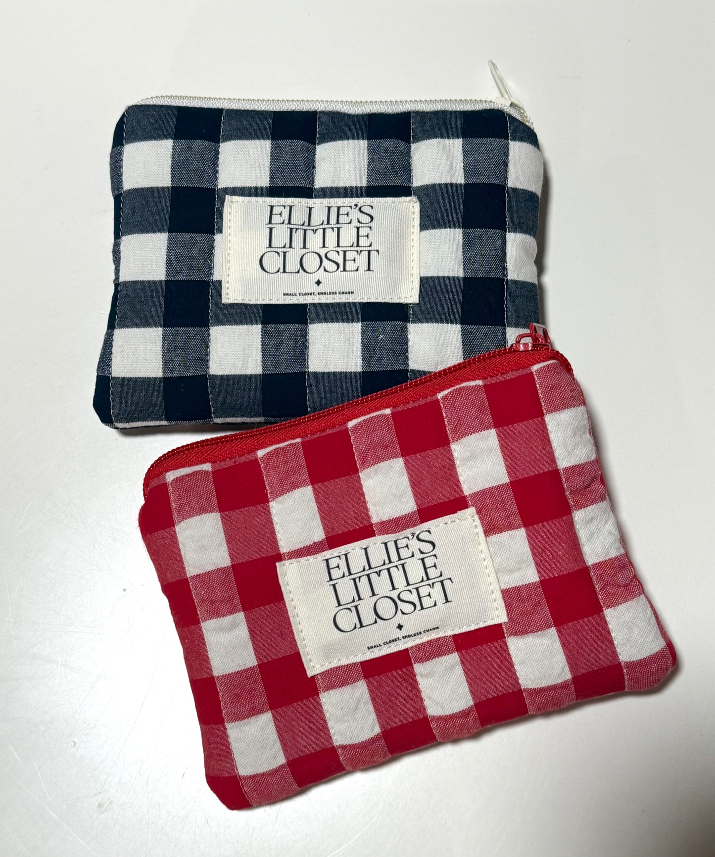 Puffy Check Zipper Pouch