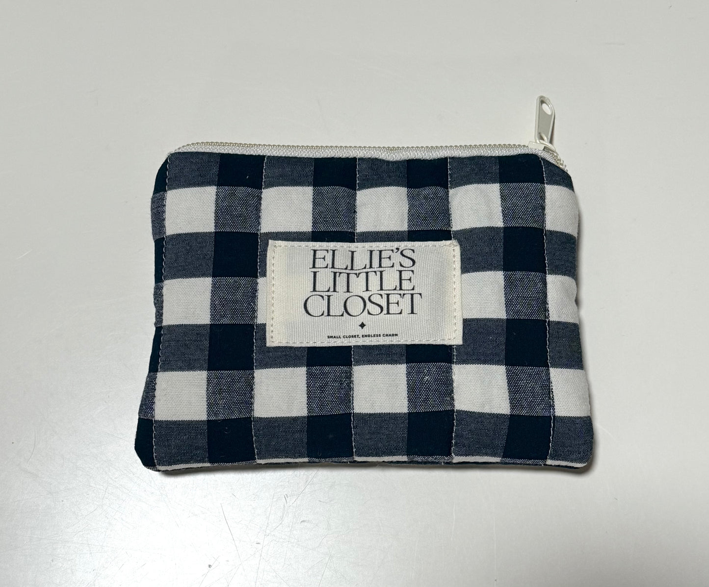 Puffy Check Zipper Pouch