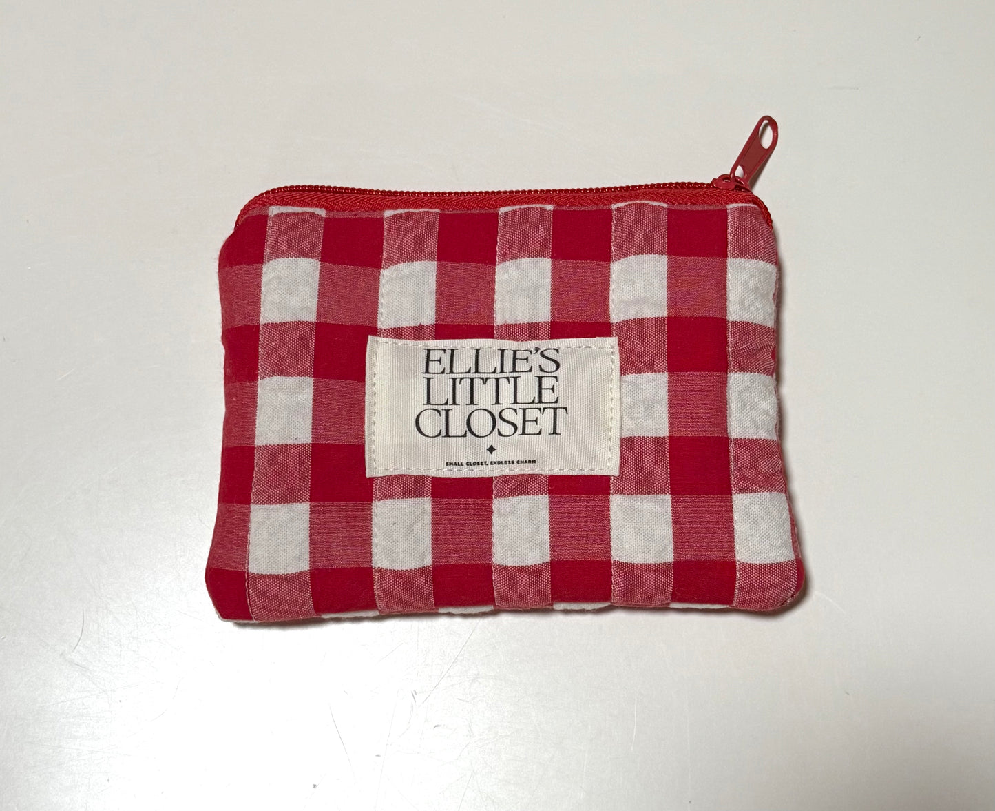 Puffy Check Zipper Pouch